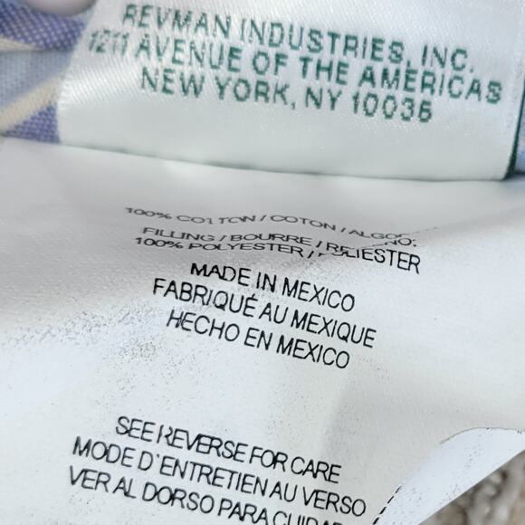 VTG Laura Ashley Emilie Pillow 16" Square Blue Cream Plaid Ruffle Trim Cotton - Picture 5 of 16